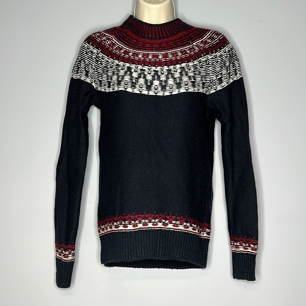 GAP MOCK TURTLENECK SWEATER SMALL RED WHITE AND BLUE